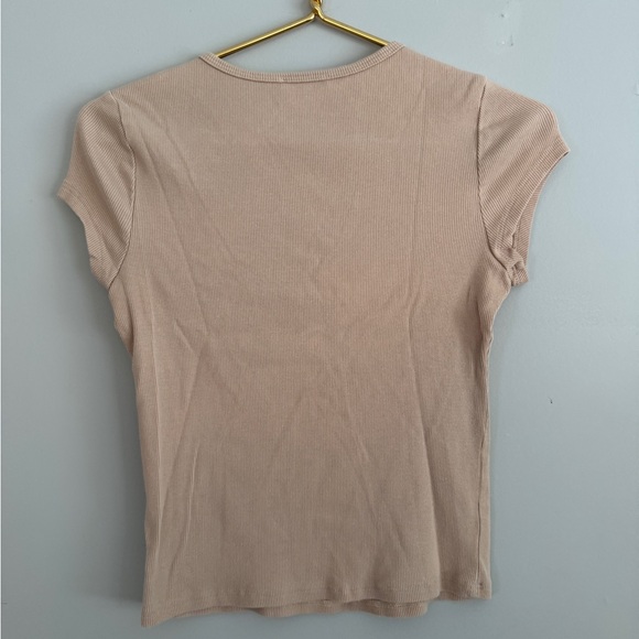 Reformation Beige Ribbed Short Sleeve Top - Picture 3 of 3
